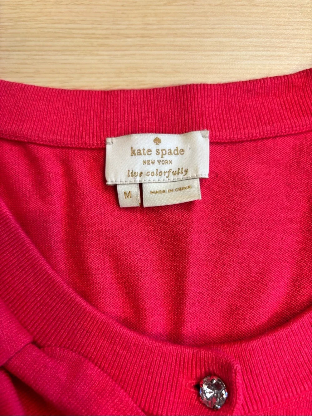 Kate Spade Sandi Bow Cardigan Pink Jewel Rhinestone Button Sz M